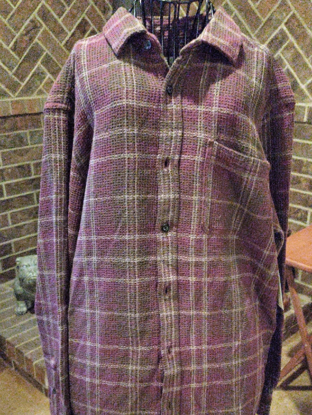 No Boundaries Dark Cherry Combo Plaid Lightweight Shirt Jacket